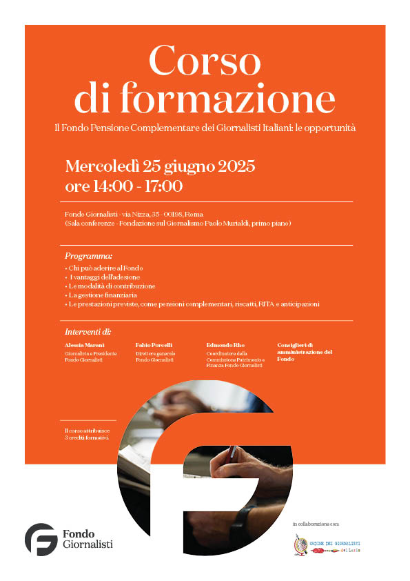 Fondo Giornalisti, iscriviti al nuovo corso di formazione del 25 giugno e scopri le opportunità della previdenza complementare immagine decorativa